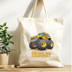 Elementary School Custom Tote Gift Young Car Enthusiast Vehicle Lover Present Customizable Kids Canvas Bag Colorful Tote Children Durable Kids Bag Eco-friendly Reusable Childs Bag Practical