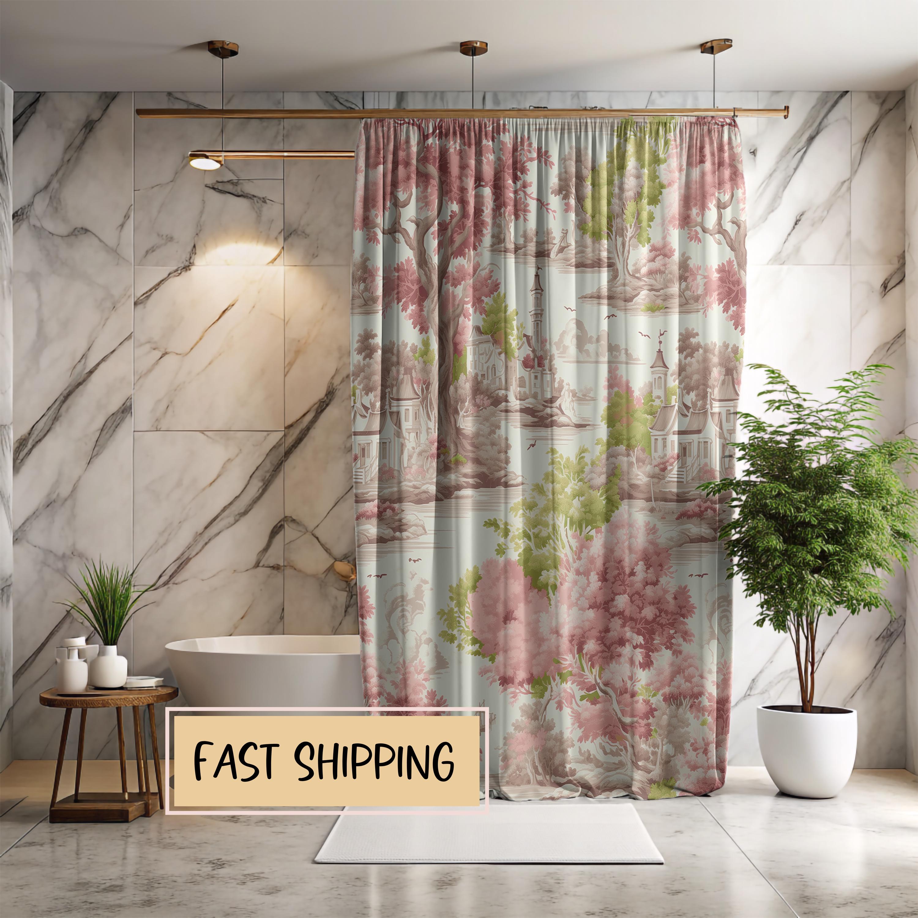 Pink Toile Shower Curtain French Toile Bathroom Decor Toile Pink Shower