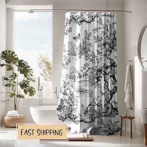 French Toile Shower Curtain Black Toile Guest Room Decor Vintage Toile ...