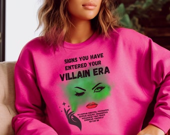 Villain Era Sweatshirt Feminist Shirt, Self Care Setting Boundaries Saying No Self Empowering Shirt, Cute Fall Halloween Red Lipstick Shirt