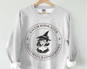 Read Banned Books Shirt Sweatshirt, SALEM BOOK CLUB Cute Witchcraft Witch Shirt, Halloween Haunted Fall Witch Shirt, Literary Witch Shirt