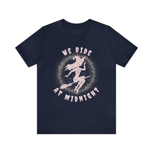 Witchy Woman Shirt, We Ride at Midnight Tee, Cute Witch T-Shirt, Cute Fall Shirt, Witch on Broom, Halloween, Salem, Spooky, Gifts for Her image 7
