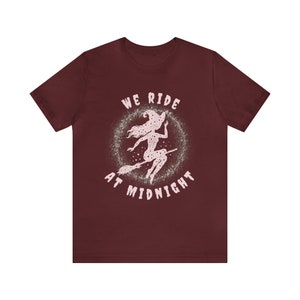 Witchy Woman Shirt, We Ride at Midnight Tee, Cute Witch T-Shirt, Cute Fall Shirt, Witch on Broom, Halloween, Salem, Spooky, Gifts for Her image 6