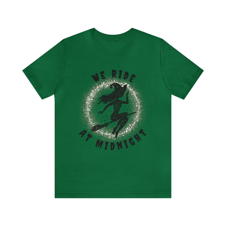 Witchy Woman Shirt, We Ride at Midnight Tee, Cute Witch T-Shirt, Cute Fall Shirt, Witch on Broom, Halloween, Salem, Spooky, Gifts for Her image 5