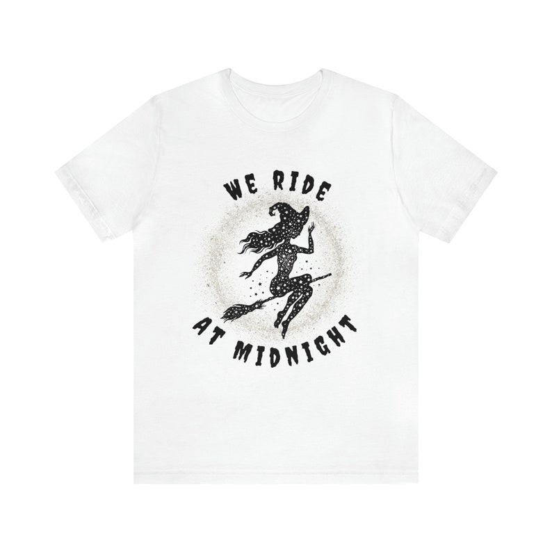 Witchy Woman Shirt, We Ride at Midnight Tee, Cute Witch T-Shirt, Cute Fall Shirt, Witch on Broom, Halloween, Salem, Spooky, Gifts for Her image 9