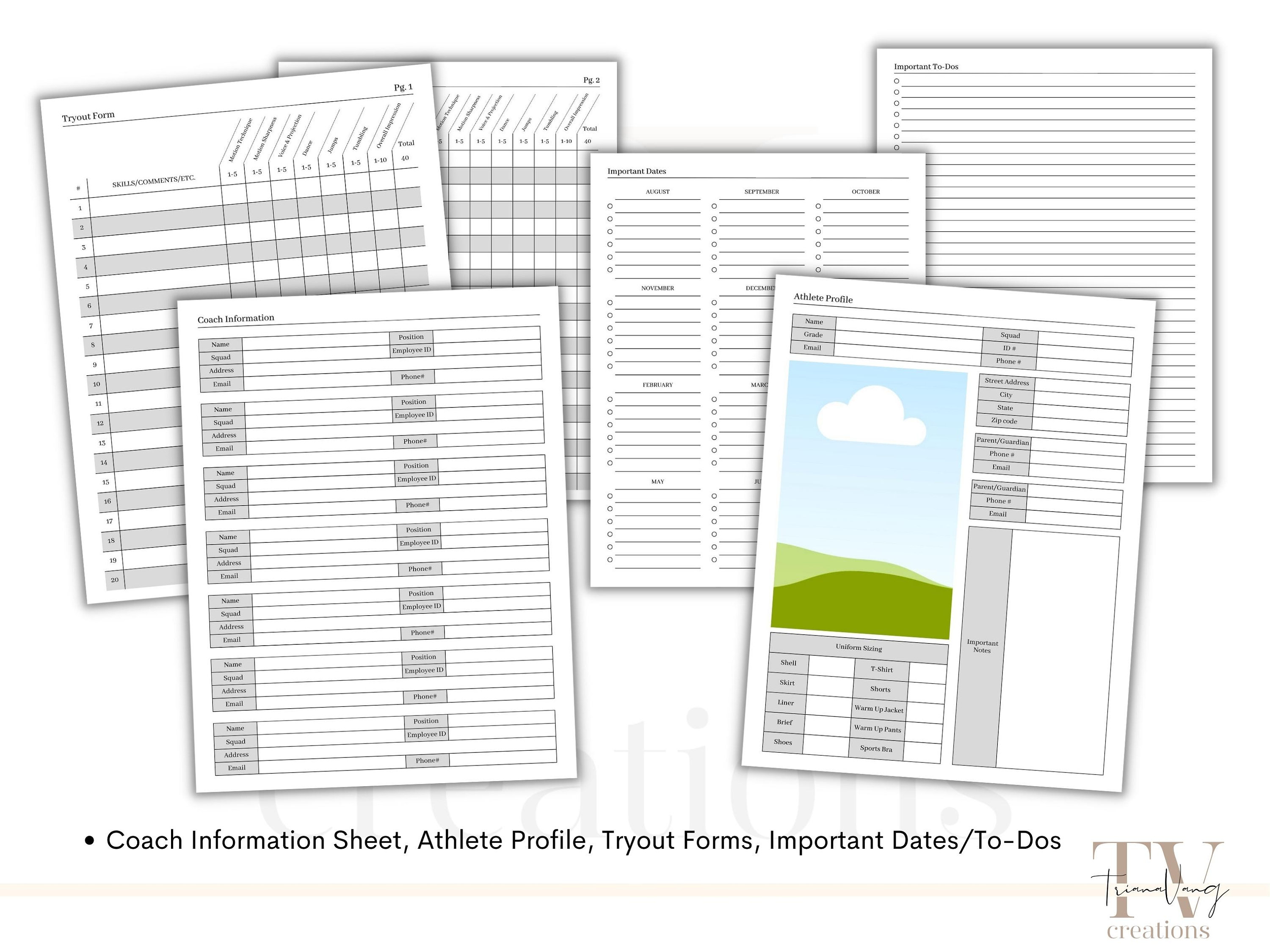 Printable Cheer Handout Templates, CANVA Editable, Athlete Paperwork ...