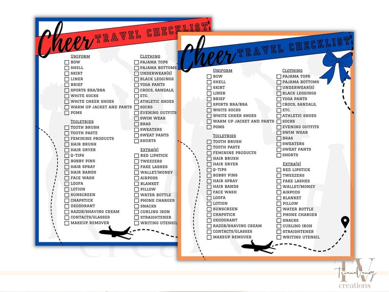 Cheer Travel Checklist, Cheer Camp, Cheer Competition, Instant Download, Canva Editable