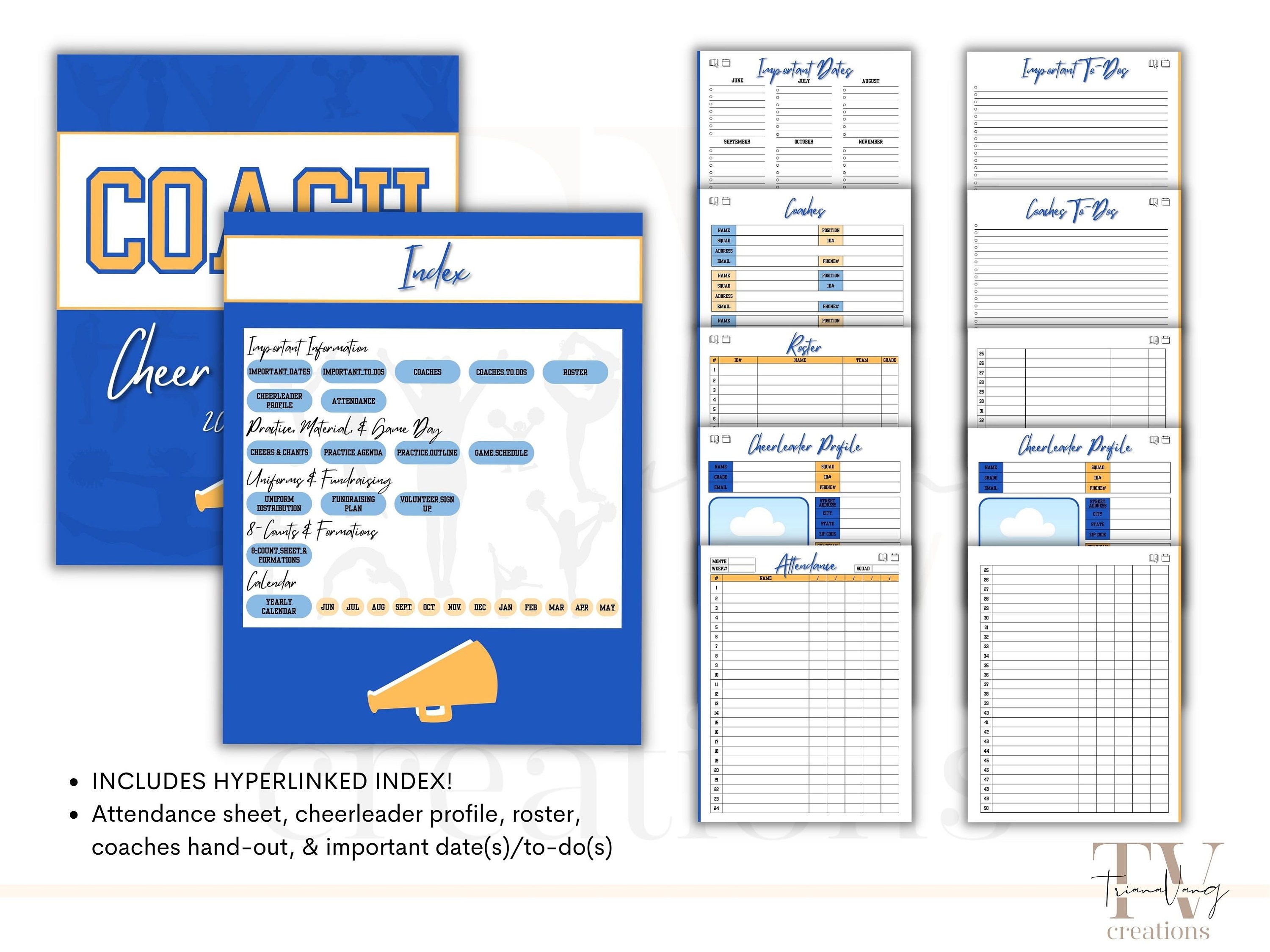 Cheer Coach Digital Planner, Cheerleading, 2324 Season, Practice