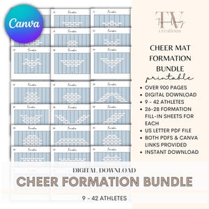 Cheer Formations Template, Cheer Mat Formation, Canva Editable, PDFs US Letter, Choreography, Dance Formations