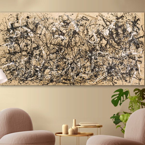 Jackson Pollock Autumn Rhythm No.30 Canvas Print Abstractionism Bright Colorful Living Room Wall Decor Ready to Hang Best Friend Art Gift