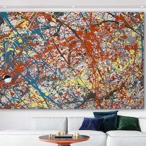 Toile imprimée sans titre Jackson Pollock, salon coloré aux couleurs vives, très grande décoration murale, prête à accrocher, art abstrait, meilleur cadeau de pendaison de crémaillère
