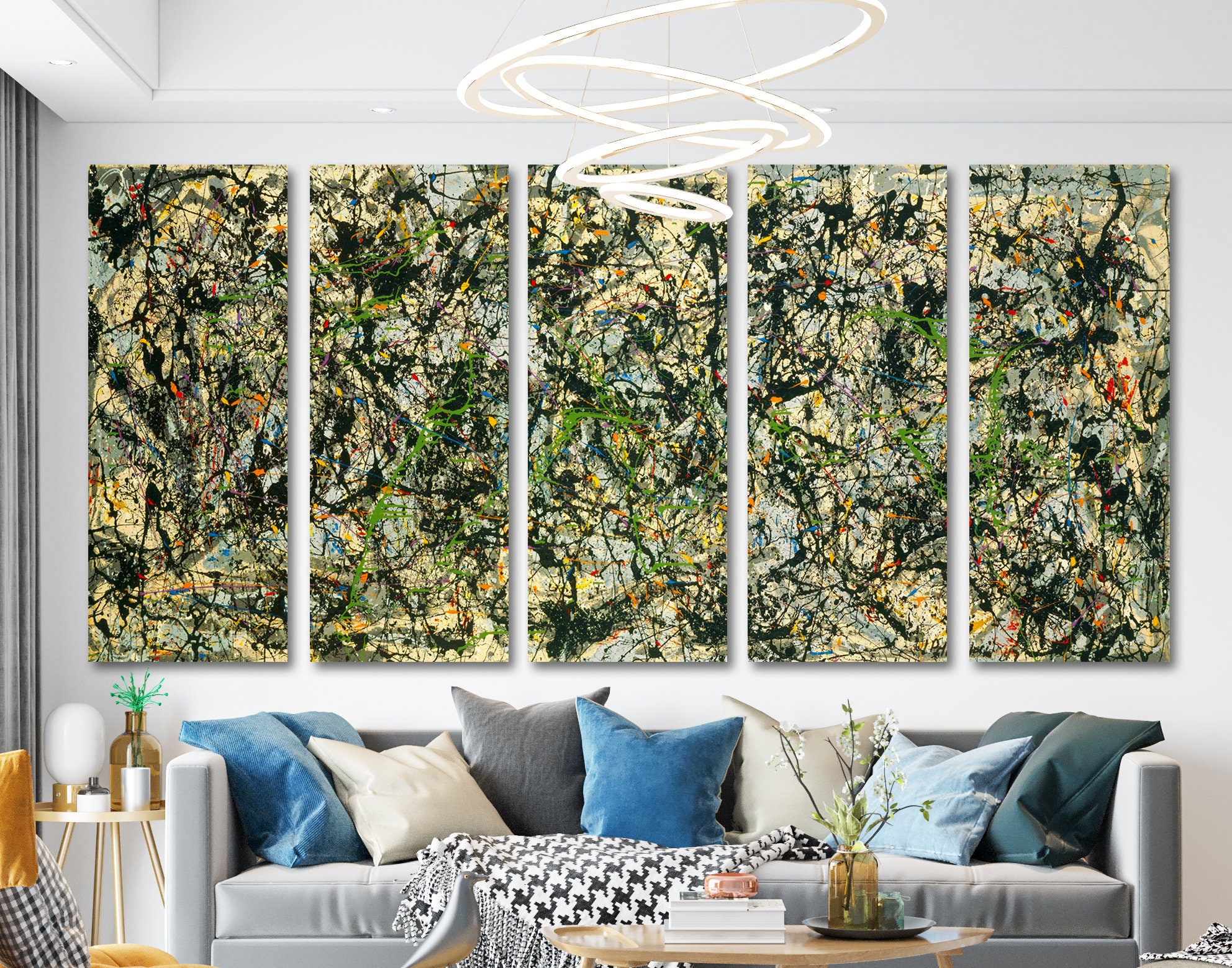 Jackson Pollock Lucifer Abstract Art Print on Canvas Bright Colorful Living Room Wall Decor