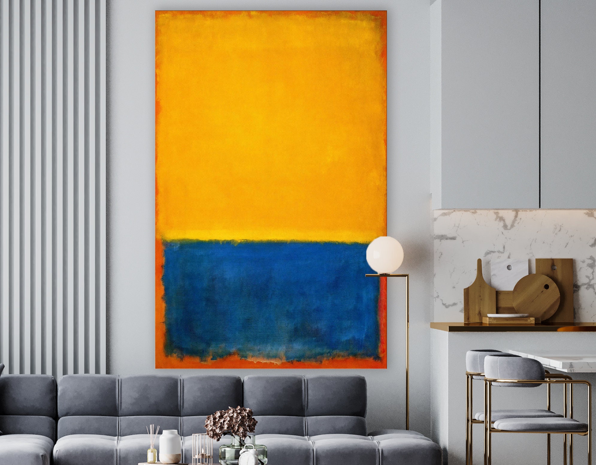 Mark Rothko Yellow and Blue on Orange (1955) Painting on Canvas Bright ...