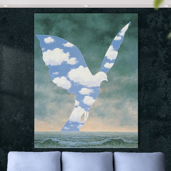 Rene Magritte The Big Family Print on Canvas Print Bright Colorful Contemporary Art Living Room Wall Decor Ready to Hang Painting Art Gift