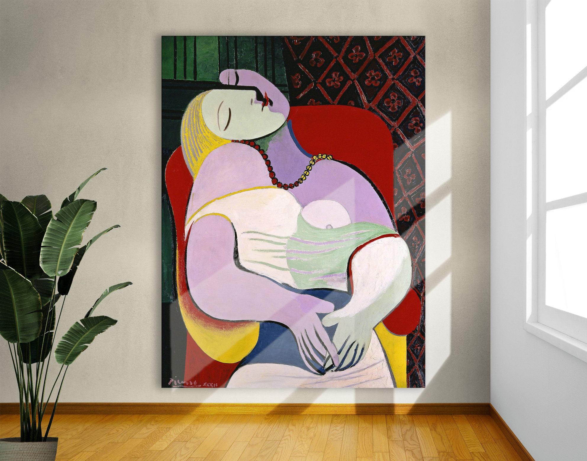 Pablo Picasso Le Reve the Dream Bright Print on Canvas Expensive Classic Art Colorful Living