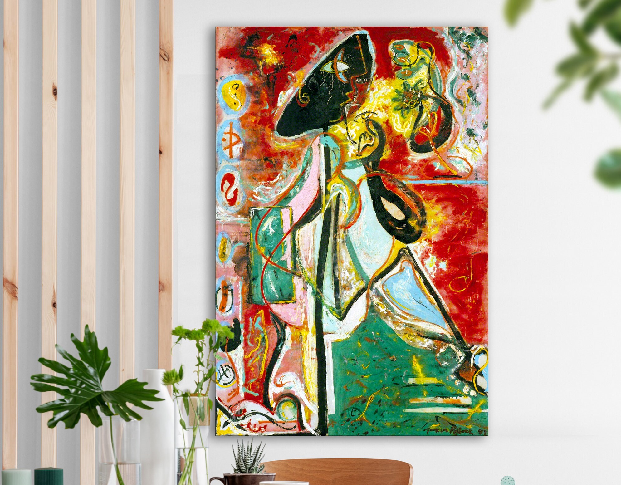 Jackson Pollock The Moon Woman Print Canvas Colorful Living Room Extra Large Wall Decor Ready to Hang Abstract Art Best Housewarming Gift