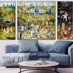 The Garden of Earthly Delights Art Reproduction Print Hieronymus Bosch Painting Print Classic Canvas Print Triptych Art Housewarming gift