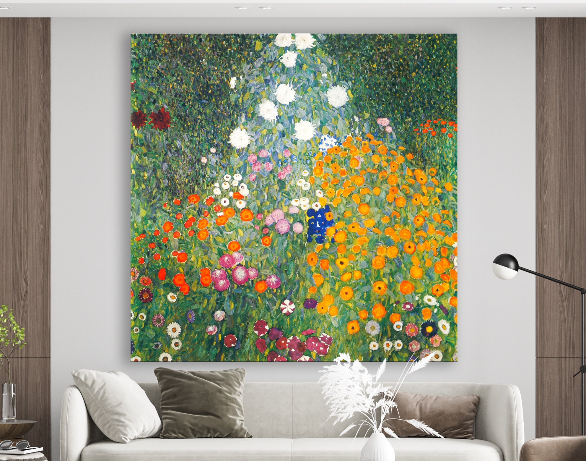 Gustav Klimt Flower Garden Print on Canvas Famous Bright Colorful ...