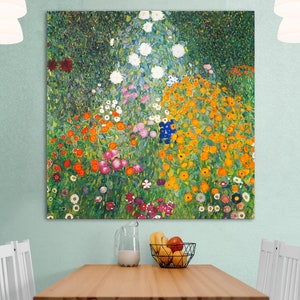 Gustav Klimt Blumengarten-Druck auf Leinwand berühmten hellen bunten modernen Wohnzimmer-Dekor-teuren Wand-Kunst bereit, Muttertagsgeschenk aufzuhängen