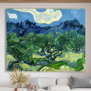 Vincent van Gogh The Olive Trees 1889 Print on Canvas Bright Colorful Classic Wall Art Decor Ready to Hang Wedding Gift Classic Art Print