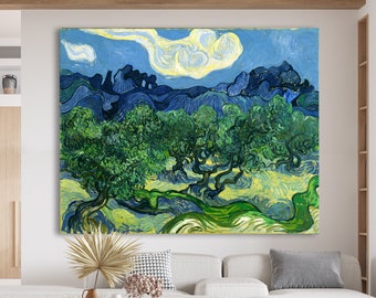 Vincent van Gogh Die Olivenbäume 1889 Druck auf Leinwand Helles buntes klassisches Wand-Kunst-Dekor, fertig zum Aufhängen, Hochzeitsgeschenk, klassischer Kunstdruck