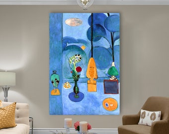 Henri Matisse The Blue Window Print on Canvas Bright Colorful Living Room Wall Decor Ready to Hang Print