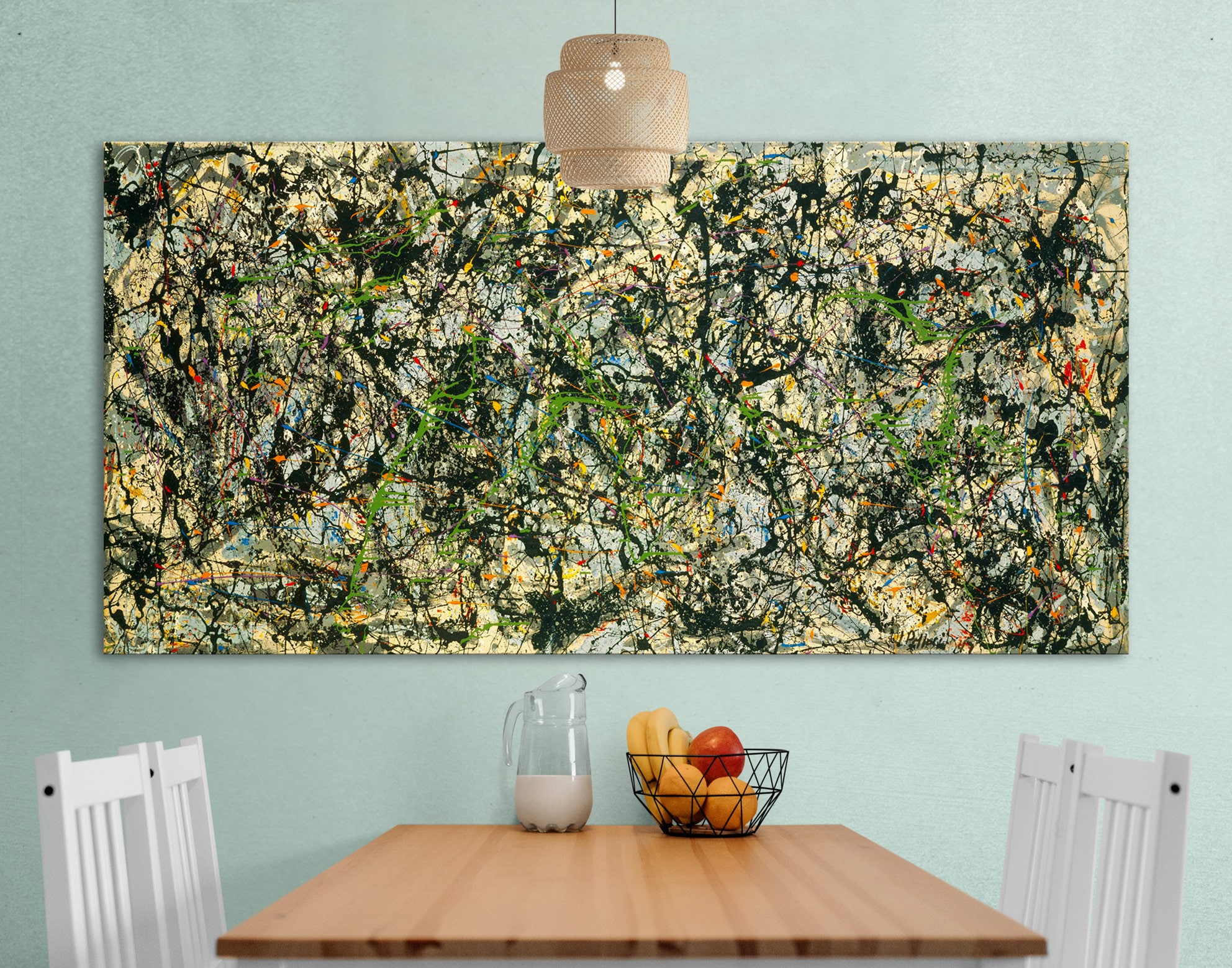 Jackson Pollock Lucifer Abstract Art Print on Canvas Bright Colorful Living Room Wall Decor