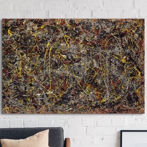 Jackson Pollock Number 5 Print Canvas Bright Colorful Living Room Extra Large Wall Decor Ready to Hang Abstract Art Best Housewarming Gift