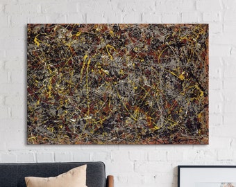 Jackson Pollock Number 5 Print Canvas Bright Colorful Living Room Extra Large Wall Decor Ready to Hang Abstract Art Best Housewarming Gift