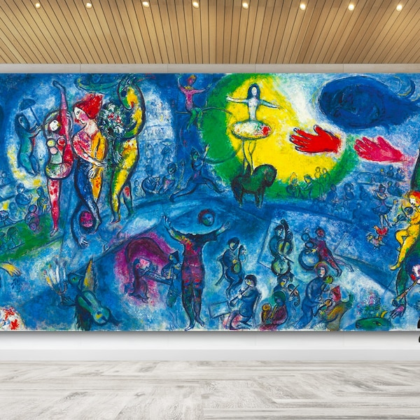 Le cirque (Le Grand Cirque) de Marc Chagall, impression sur toile, salon coloré et lumineux, décoration murale d'art classique, prêt à accrocher, cadeau de mariage