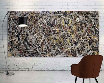Jackson Pollock Alchemy Canvas Print Bright Colorful Living Room Modern Wall Decor Drip Abstract Art Ready to Hang Print Mother&#39;s day gift