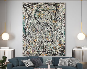 Pollock Watery Paths (Sentieri Ondulati) Abstract Famous Print on Canvas Bright Colorful Modern Living Room Wall Decor Ready to Hang Print