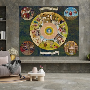 Hieronymus Bosch Die Sieben Todsünden und die Vier Letzten Dinge Kunst Reproduktion Leinwand Klassisch Vintage Kunst Weihnachtsgeschenk