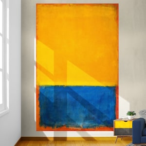 Mark Rothko Gelb und Blau auf Orange (1955) Gemälde auf Leinwand Helle Bunt Wohnzimmer Wanddekoration Fertig zum Aufhängen Hochzeitsgeschenk