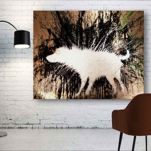 Impressão de cachorro molhado de Banksy em tela, grafite urbano colorido brilhante, arte de rua, decoração de parede para sala de estar, pronta para pendurar, presente para melhor amigo