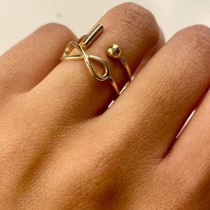 9ct Gold Dainty Stacker Ring - Bar  Bead Design - Handcrafted Jewelry