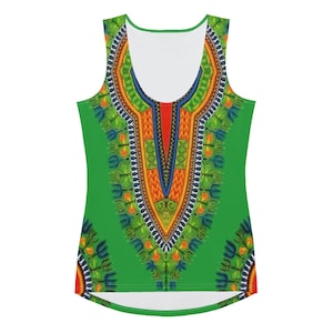 Wanjala Damen Tank Top mit afrikanischem Dashiki Print - Sublimationsschnitt und Nähdesign für ein elegantes ethnisches Modestatement