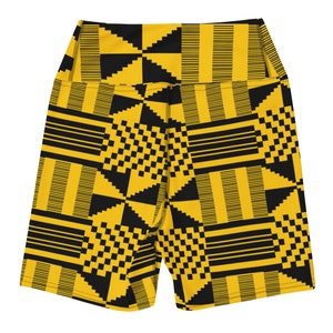 Tiwa Women&#39;s Kente Print Workout & Yoga Shorts - Vibrant African Patterned Activewear for Fitness and Style