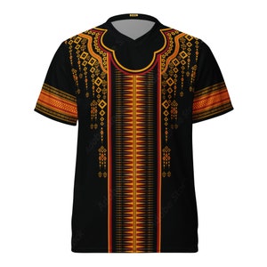 Dara Dashiki Recycled Men&#39;s Sports Jersey - Eco-Friendly, Breathable African Print Athletic Wear
