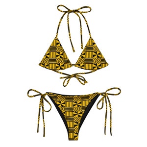 Hadiza Recycled String Bikini Set - Eco-Friendly Kente African Print, Stylish All-Over Pattern for Ethical and Fashion-Forward Swimwear