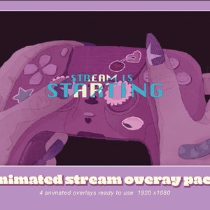 Pink Sticker Remote Animated Stream Overlays  / VTUBER Stream Overlay Package / Girly Twitch Overlay /  Twitch Overlay/ Stream Overlay Pack