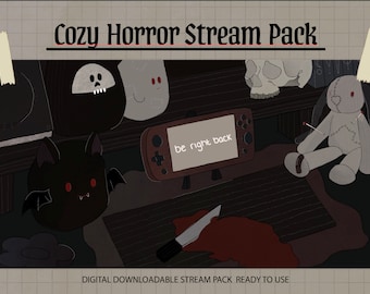 CozyHorror Animated Stream Overlay Pack  / VTUBER Stream Overlay Package / Horror Twitch Overlay /  Twitch Overlay/ Stream Overlay Pack