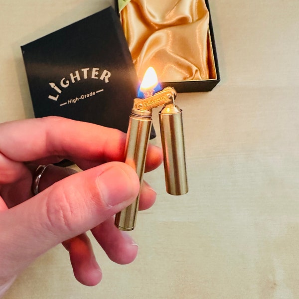 Brass Kerosene Lighter: Vintage Style with Gift Box
