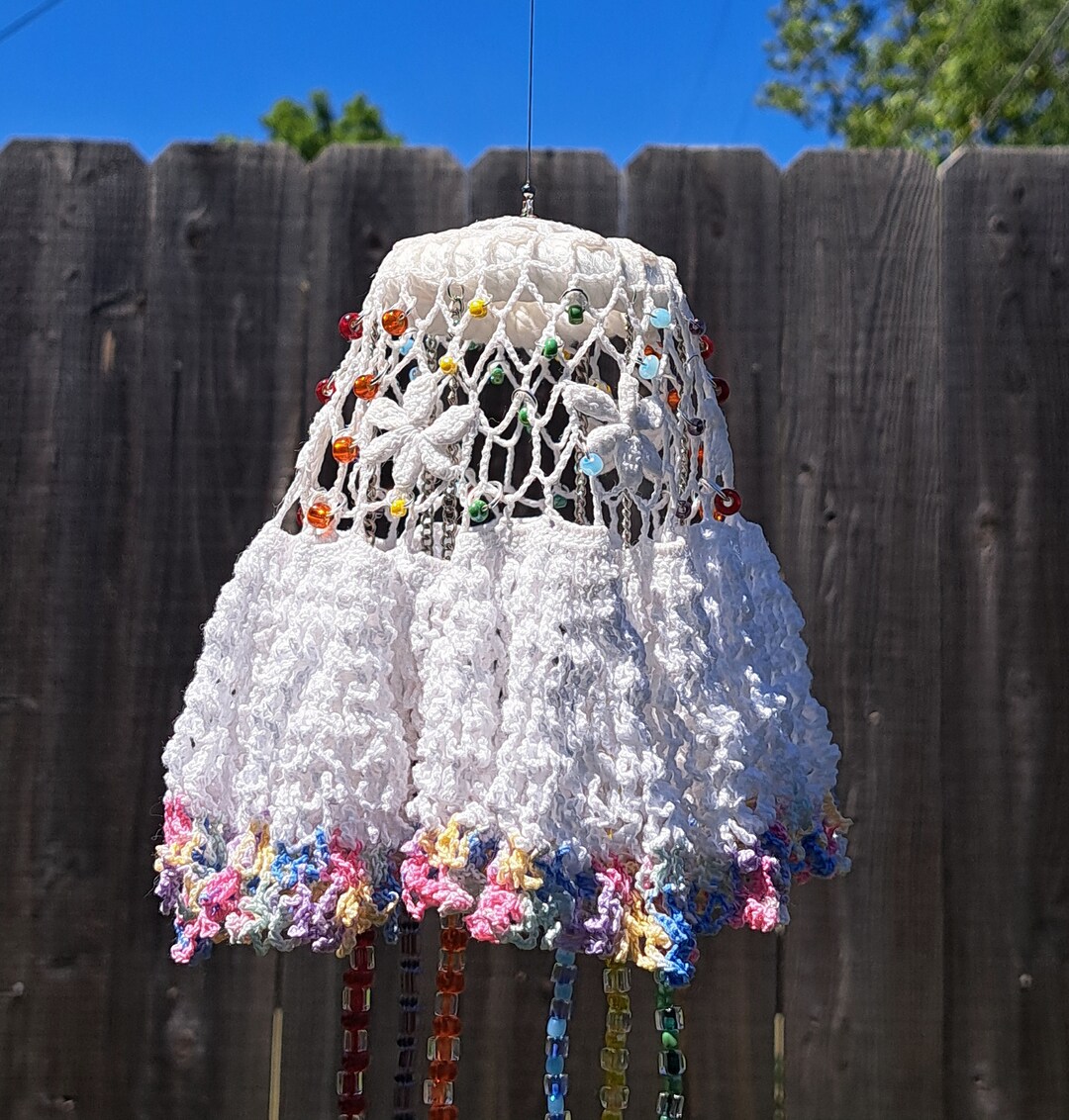 Jellyfish Suncatcher, Pride Decor, Upcycled Doliy, Repurposed Jewelry ...