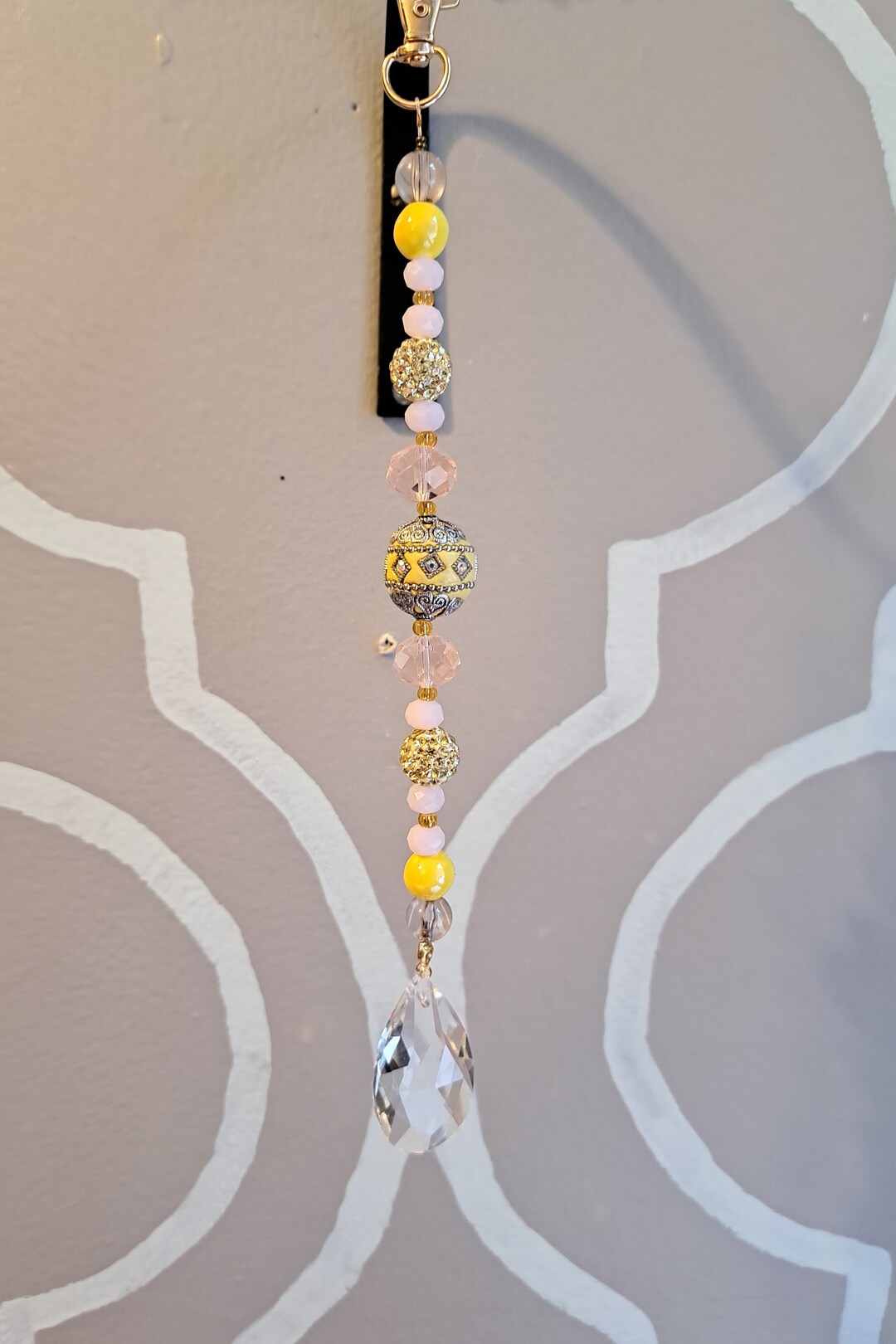 Upcycled Suncatcher, Handmade Suncatcher, Hanging Bead Strands, Upcyced ...