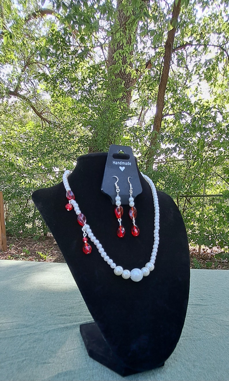 Vampire Bite Necklace Pearls and Blood Necklace Set Gothic - Etsy