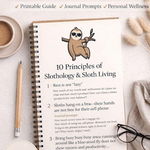 10 principer för slothology Reflektion och dagboksuppmaningar PDF-häfte