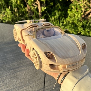porsche 918 spyder 1:13 Scale, Handcrafted from Natural Wood, %100 Handmade, Natural Gift, Decorative, Wooden Car