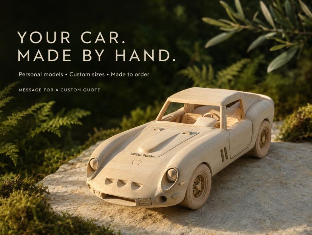 Handmade Ferrari 250 GTO Wooden Car Model, Natural Lime Wood - Etsy