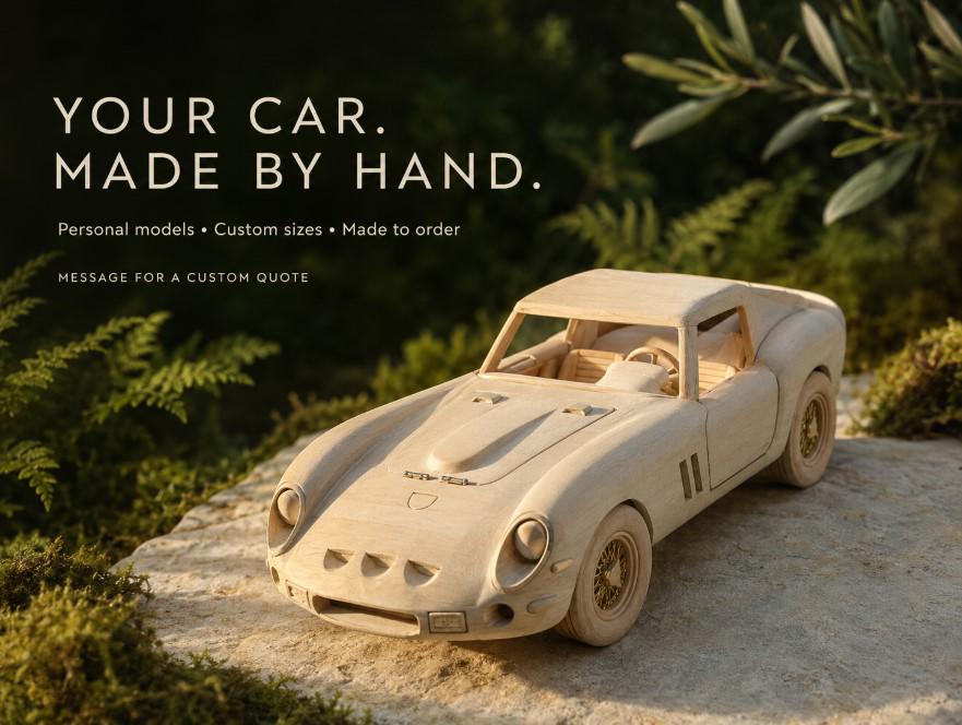 Handmade Ferrari 250 GTO Wooden Car Model, Natural Lime Wood - Etsy